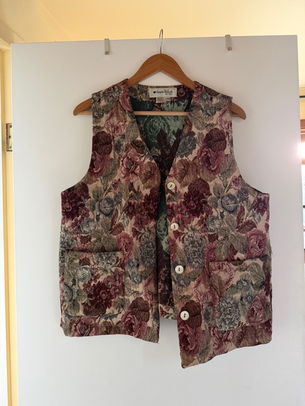 Appleseed's Petite Multicolor Tapestry Jacket - Green, Burgundy, Cream